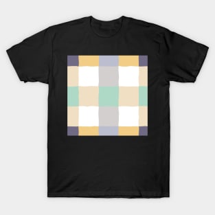 irregular gingham pattern in beige, yellow and violet T-Shirt